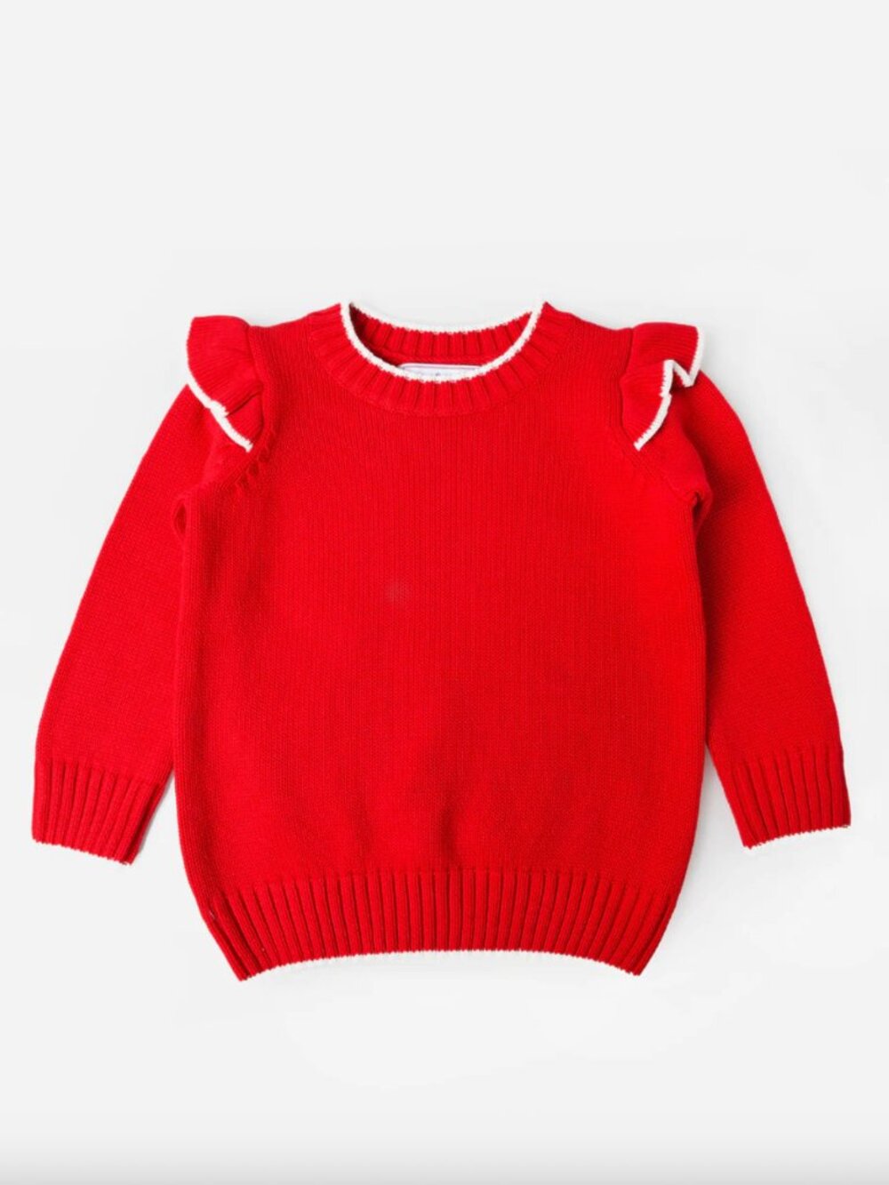 Classic Prep Girls Caroline Ruffle Knit Sweater (Red) - Size 4